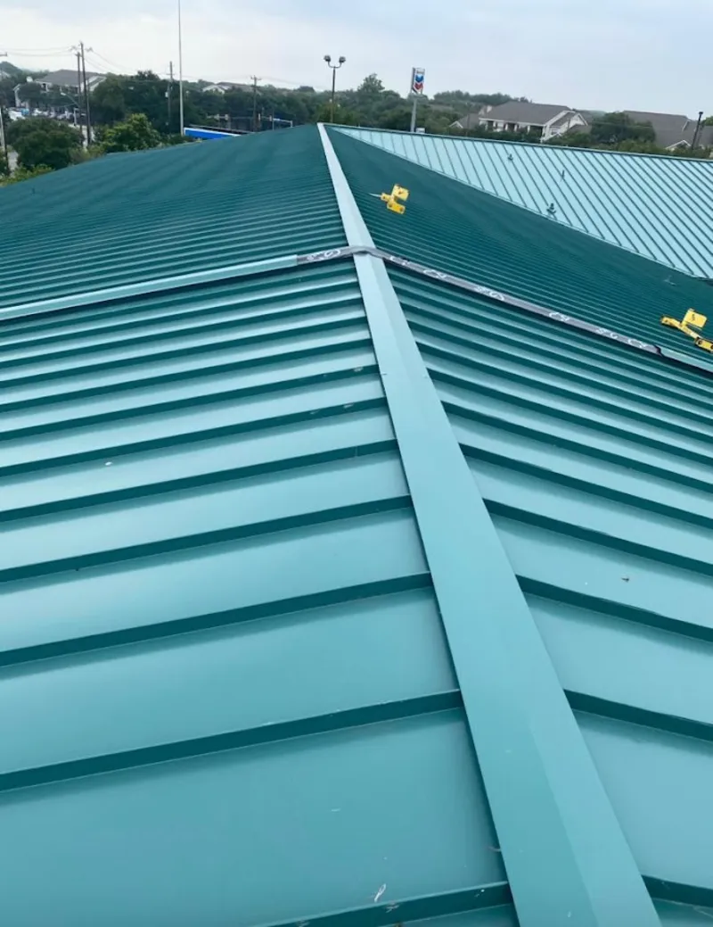 Green commercial metal roof ridge and valley for Metal Roof Repair in City of Orange